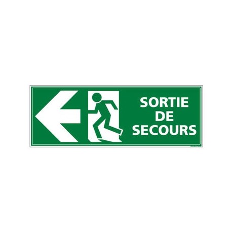  Panneau  SORTIE  DE  SECOURS  GAUCHE alu 2 mm 350 x 125 mm